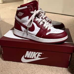 Nike-Air Jordan 1 Retro- Red and White High-Top Sneakers